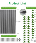 Product list showing Six Pack Of 7 Foot Fiberglass Greenhouse Hoops For Raised Beds Rust Proof Garden Netting Kit with components.