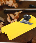 Heavy Duty Abs Edge Trimming Jig For Woodworking Shop Real Deal Hand Planer and Chamfer Attachment on wood with shavings