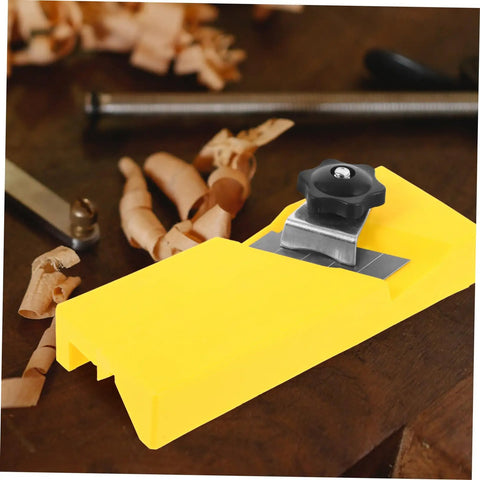 Heavy Duty Abs Edge Trimming Jig For Woodworking Shop Real Deal Hand Planer and Chamfer Attachment on wood with shavings