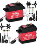 2-Pack 20KG High Torque RC Servo With Full Metal Gear Waterproof Housing 4.8-8.4V Operation 270 Degree Rotation Compatible With 1/8 1/10 1/12 RC Cars Includes 25T Horn And Parts
