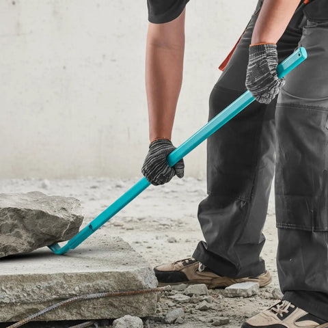 Worker using Monster Pry Bar With 52.5 Inch Carbon Steel Handle For Demolition And Concrete Teardown Heavy Duty Crowbar 2000lbs Prying Capacity