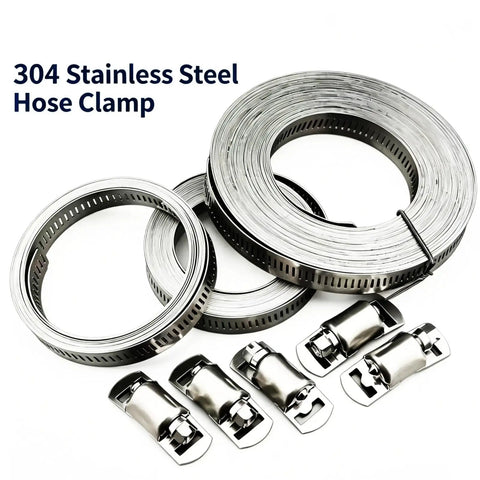 Get This 6.56 Ft Adjustable Stainless Steel Hose Clamp Strap With Screw Fasteners For Durable Repairs And A Custom Fit To Banish Leaks At The Shop, 304 stainless steel clamp rolls
