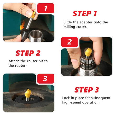Ready To Roll A3 Carbon Steel Router Collet Reducer Sleeve Half To Quarter Inch Adapter For Handheld Tabletop Woodworking Milling Tool steps for installation