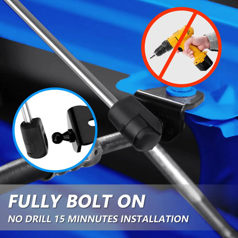 Close-up of Chevy Colorado Hood Struts for GMC Canyon 2023 to 2026, showing no drill installation feature and mounting details.