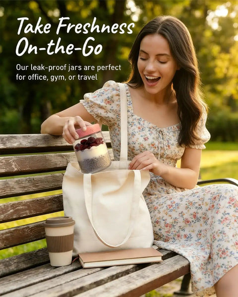 Straight Up Game Changer Bpa Free Glass Overnight Oats Containers With Tight Sealing Lids Durable Mason Jars For Meal Prep Fresh Breakfast Storage 16 Oz Four Pack Keep It Crisp