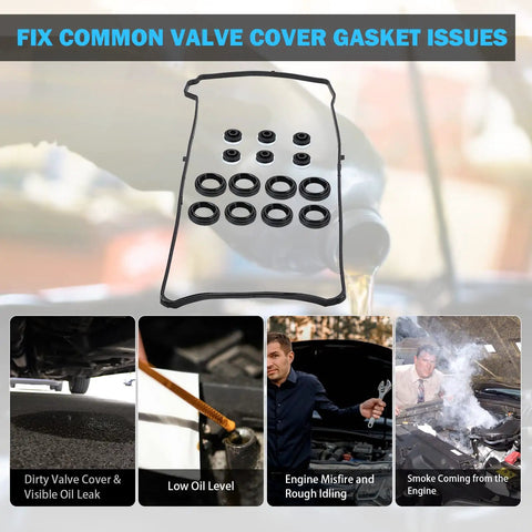 Leak-Proof Valve Cover Gasket Set For 2.0L 2.3L 2.4L Honda Accord Civic CR-V Element Crosstour Acura CSX ILX RDX RSX TSX Replaces VS50614R 12341-R40-A00 Oil Seal Kit That Stops Leaks And Creeping Oil Drips, gasket set with seals