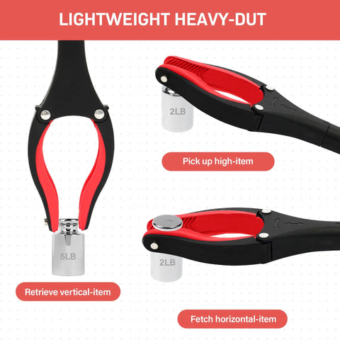 32 Inch Reacher Grabber With Magnetic Swivel Head For Easy Trash Cleanup And Hard To Reach Pickups Heavy Duty Long Reach Tool For Seniors Recovery Exercises Yard Cleanup Red
