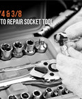 Heavy Duty Chrome Vanadium Socket Set With One Quarter And Three Eighth Inch Drive Wrenches in toolbox, 46 and 22 Piece Kits