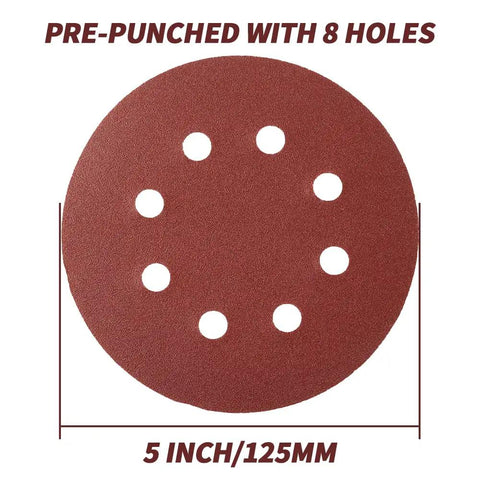 210 Piece 5 Inch 8 Hole Sanding Discs Set For Random Orbital Sander Hook And Loop Sandpaper Includes Grits 60 80 120 180 240 320 400 600