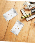 25 Pack Thick Iron Table Leg Plates Heavy Duty Furniture Feet Connectors for Wobbly Couches And Dining Tables Easy DIY Installation on wooden surface.