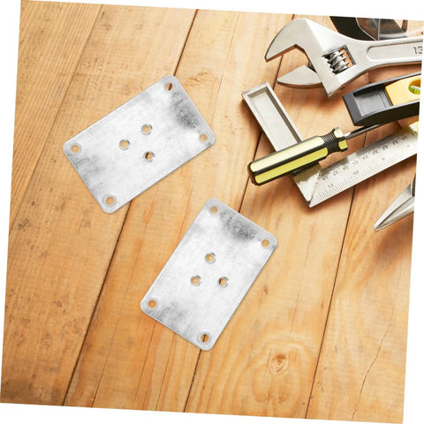 25 Pack Thick Iron Table Leg Plates Heavy Duty Furniture Feet Connectors for Wobbly Couches And Dining Tables Easy DIY Installation on wooden surface.