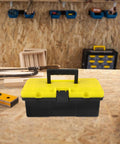 Totally Nifty Portable Plastic Toolbox With Heavy Duty Buckle And Comfy Grip Designed For Mechanics Tool Storage And Everyday Gear Hauling Needs Easy To Use on workbench.