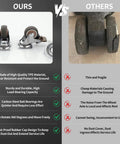 Comparison of Tough As Nails 1.5 Inch Swivel Casters Set Of Four Heavy Duty Rolling Wheels with durable features vs. inferior wheels.