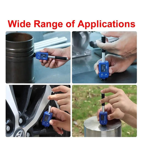 Portable Digital Leeb Hardness Tester And Durometer For Steel Metal Testing With Dual Coil Technology measuring various metals.