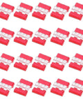 Peel and Stick Clear Acrylic Cabinet Hinges 80 Pack No Drill Install for cupboards with red and clear design