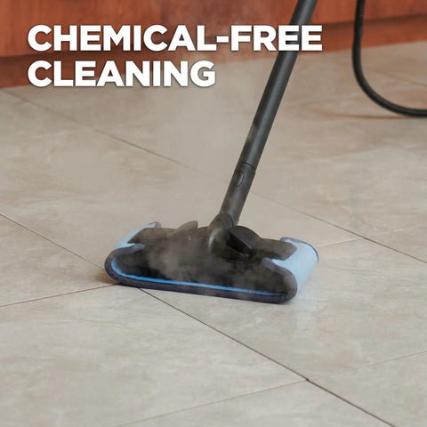 Top Shelf Multipurpose Steam Cleaner Packs 18 Slick Nozzles For Chemical Free Deep Cleaning Wallpaper Removal And Tough Daily Household Surface Scrubbing on tiled floor.