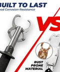 Comparison of stainless steel fish lip grip and rust-prone material for better corrosion resistance.