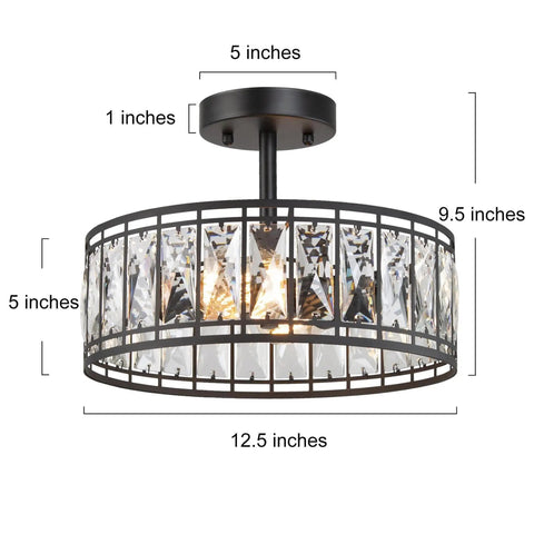 Semi Flush Mount Ceiling Light With Clear Glass Drum Shade, Rustic Farmhouse Fixture With Faux Wood Finish Ring, Ideal For Entryway