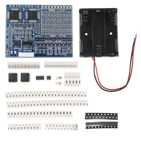 Four Pack Soldering Practice Kit For SMD And SMT Electronics All In One DIY Soldering Training Board parts layout with 5V board