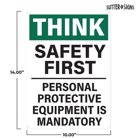 PPE Required Workplace Sign 10x14 Inch Rust Free Aluminum Durable Industrial Safety Sign With Pre Drilled Holes For Easy Mounting