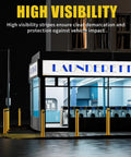 Heavy Duty Steel Safety Bollard Posts 36 Inches Tall 4 5 Inch Diameter Yellow Powder Coated Hella Rock Solid outdoor barrier at launderette.