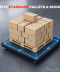 Tough As Nails Industrial Floor Scale For Warehouses Featuring 48 By 48 Inch Platform And 5000 Pound Capacity, with standard pallets loaded.