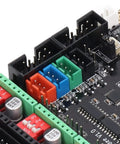 Close-up view of 32 Bit Control Board For 3D Printer With ESP32 Dual Core 240MHz MCU Fast Beefy Reliable Additive Manufacturing Motherboard.