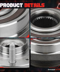 Close-up view of Front And Rear Wheel Hub Bearing Assembly With ABS 6 Lugs Gearhead Approved Direct Fit Replacement For Buick Enclave 2008 To 2016 Chevy Traverse 2009 To 2016 GMC Acadia 2007 To 2016 Saturn Outlook 2007 To 2010