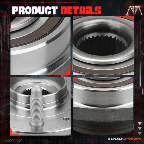 Close-up view of Front And Rear Wheel Hub Bearing Assembly With ABS 6 Lugs Gearhead Approved Direct Fit Replacement For Buick Enclave 2008 To 2016 Chevy Traverse 2009 To 2016 GMC Acadia 2007 To 2016 Saturn Outlook 2007 To 2010