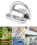 4 Pack Marine Grade Stainless Steel 316 Folding Pad Eye D Ring Anchors, 44mm By 40mm Heavy Duty Tie Down Anchors With Plate shown used on sailboat