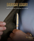 Luxurious Silver Chrome Ballpoint Pen With Real Gold Plating in suit pocket, professional gift for executives