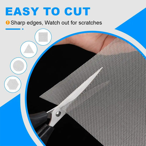 Cutting Six Pack 12 By 8 Inch Heavy Duty Stainless Steel Wire Mesh Screen With 1mm Holes And 20 Mesh using scissors