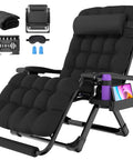 Oversized Zero Gravity Chair For Outdoors And Indoors, 33 Inch XXL Recliner with cushion and headrest, black color