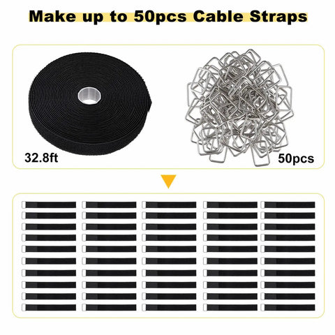 Adjustable 1 Inch Hook And Loop Cable Straps With 50 Metal Buckles Cut To Length Cinch Straps Game Changing Reusable Nylon Ties