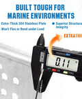 Heavy Duty 304 Stainless Beefed Up Trim Pump Bracket For Mercruiser Boats Direct Replacement For 42419A1 862548A1 PH200 T066 18 6750 Corrosion Resistant Marine Mounting Bracket with caliper measuring 0.11 thickness.