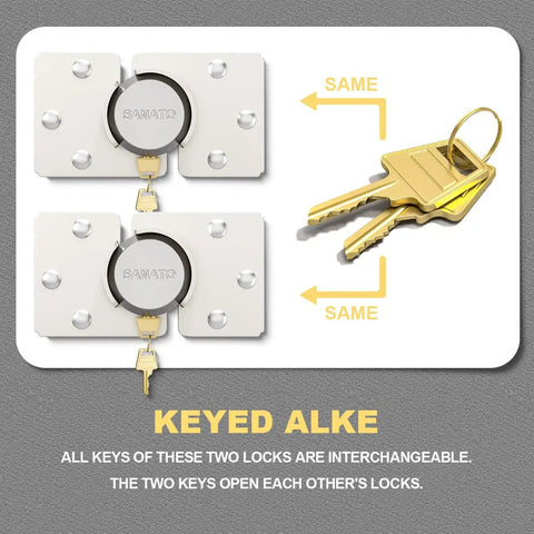 Hidden Shackle Padlocks Keyed Alike Set, Solid Steel Trailer Door Locks For Cargo Security, Safety Van Lock, 2 Pack With 4 Keys And Hasp, Rust Resistant Chrome Finish