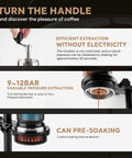 Dope Portable Manual Espresso Maker With 12 Bar Pressure Handheld Coffee Press No Cord Hassles Pre Infusion Brewer Rich Crema Shot Cup Road Warrior Gear For Camping Adventures depicting handle operation for espresso extraction.