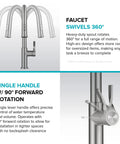 Spot Resistant Brushed Brass Pull Down Kitchen Faucet Featuring A Sleek High Arc Spout Slick Twisted Handle And Smooth Operation. Faucet with 360° swivel spout.