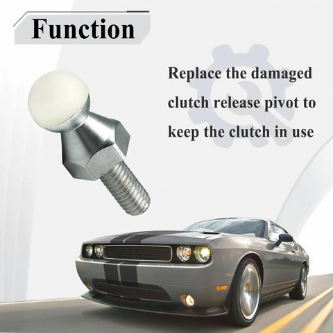 Clutch Release Pivot Ball Stud 52087542 Replacement For G56 NV4500 NV5600 Transmissions, Fits A Lot Of Vehicles, Beefed Up Metal Build That Outlasts Cheap Parts, Works With Clutch Fork And Retaining Spring. Metal threaded pivot ball stud for manual transmission clutch release, shown with car