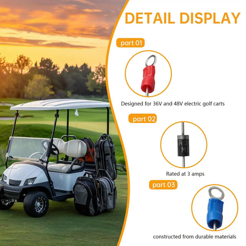 Three Pack 3 Amp Golf Cart Solenoid Resistor Precharge Unit For 36 Volt 48V Electric Carts Club Car Yamaha EZGO Compatible detail display.