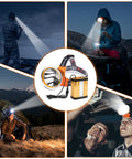 Rechargeable LED Headlamp With External Battery Pack, 3 Lighting Modes for camping, hiking, biking, hunting, and fishing, white light