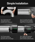 4 Inch Flexible Aluminum Ducting For HVAC Projects, 25 Feet Long Flex Air Duct With 2 Clamps shown in installation steps