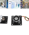 Heavy Duty 12V-24V Electromagnetic Door Holder With Super Strong Suction For Wooden OrIron Fire Doors, chrome and black design shown.