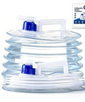Foldable Water Storage Container With Spigot For Camping And Outdoor Adventures, 10L (2.6 Gal), folded and expanded view