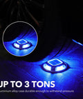 Solar Driveway Lights Outdoor 12 Pack With Dual Color Modes Blue Light And Cool White Waterproof LED Marker Lights on pavement