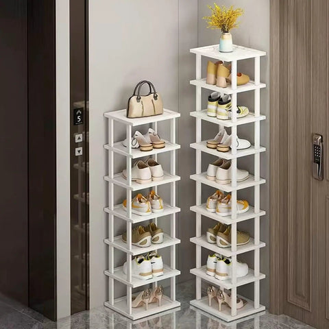 5 Tier Bamboo Shoe Rack Space Saver Vertical Organizer For Tight Spots In Small Spaces Tall Narrow Shelf In Entryway