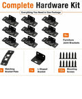 10 Pack L Shape Stainless Steel Right Angle Corner Brackets With Screws Interlocking Hidden Furniture Connectors Kit