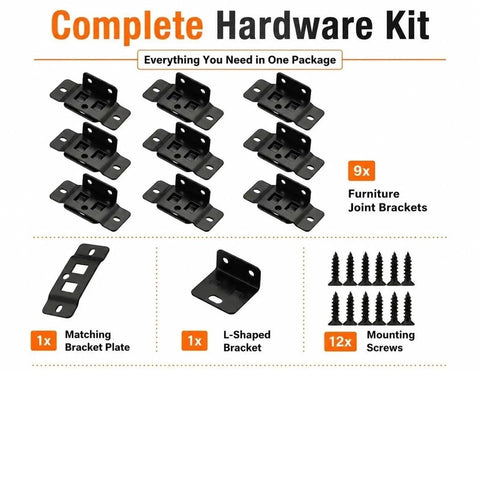 10 Pack L Shape Stainless Steel Right Angle Corner Brackets With Screws Interlocking Hidden Furniture Connectors Kit