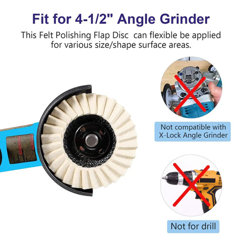 Wool Flap Polishing Disc For Angle Grinder Four And A Half Inch By Seven Eighths Inch Arbor on 4-1/2 inch grinder