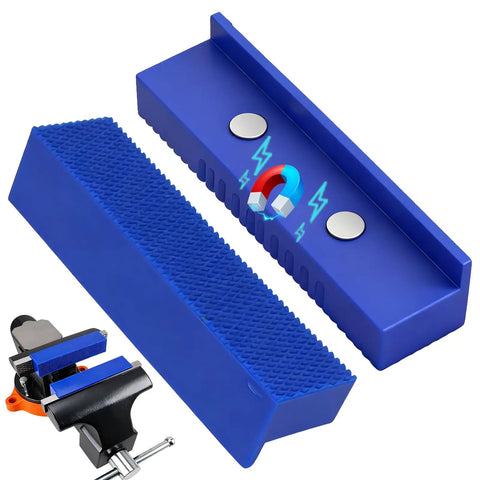 Two Piece 4.5 Inch Magnetic Vise Jaw Pads With Soft TPU Non Marring Covers And Waffle Grip For Bench Vise Drill Press